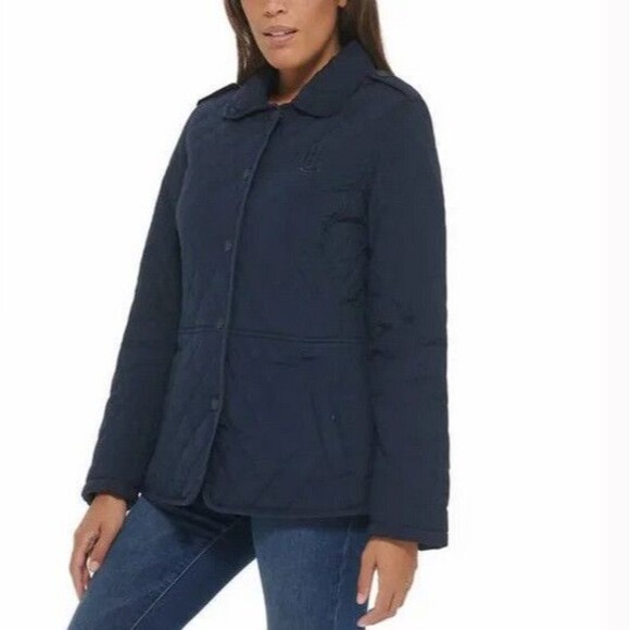 NWT Tommy Hilfiger Ladies' Quilted Jacket DARK BLUE Size XS - Picture 2 of 5